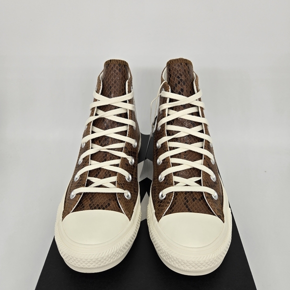 Converse Chuck Taylor All Star High Snakeskin Dark Whiskey Women's Shoes Size 7 - Picture 2 of 8